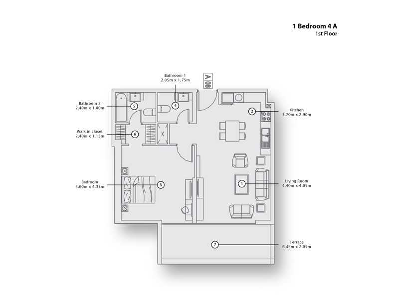 1 Bedroom Apartment 4 A, 1st Floor